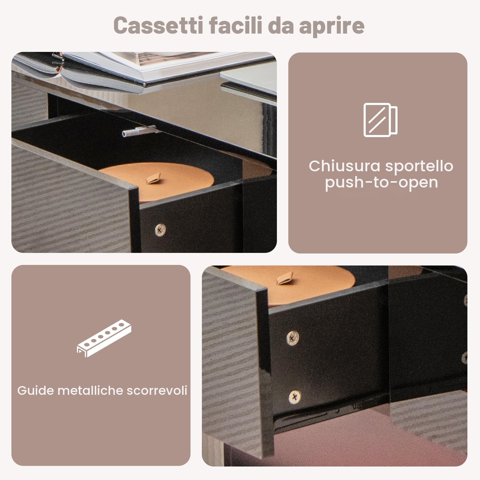 LIFEZEAL Tavolo Basso con Illuminazione LED, Tavolo da Salotto Lucido con 20 Colori e Telecomando, Tavolo Basso Moderno con 2 Cassetti, 110x60x40 cm, per Soggiorno, Ufficio (Nero)