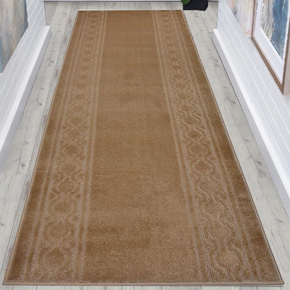 Washable Custom Size Runner Rug Trellis Bordered Design Extra Long Runner Rugs for Hallways 36 inch Wide x Pick Your Size by Feet Slip Skid Resistant