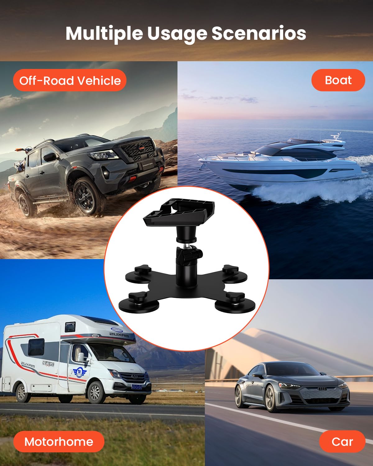 GEEKERA 2025 Starlink Mini soporte magnético: rótula de 360° y cuatro potentes imanes recubiertos de goma para protección de pintura, montaje rápido para coche, caravana y barco