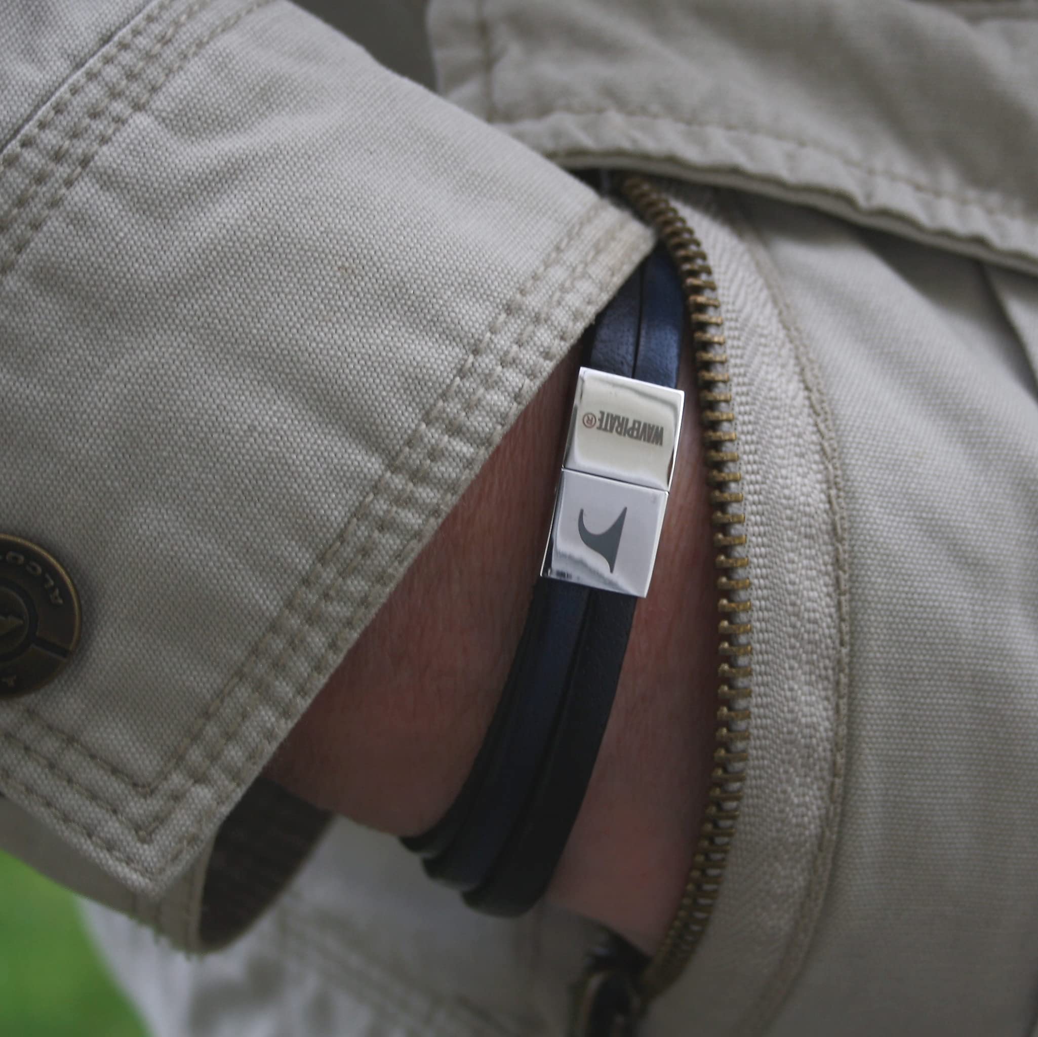 Echt Leder-Armband Twist Schwarz Navy Herren Männer