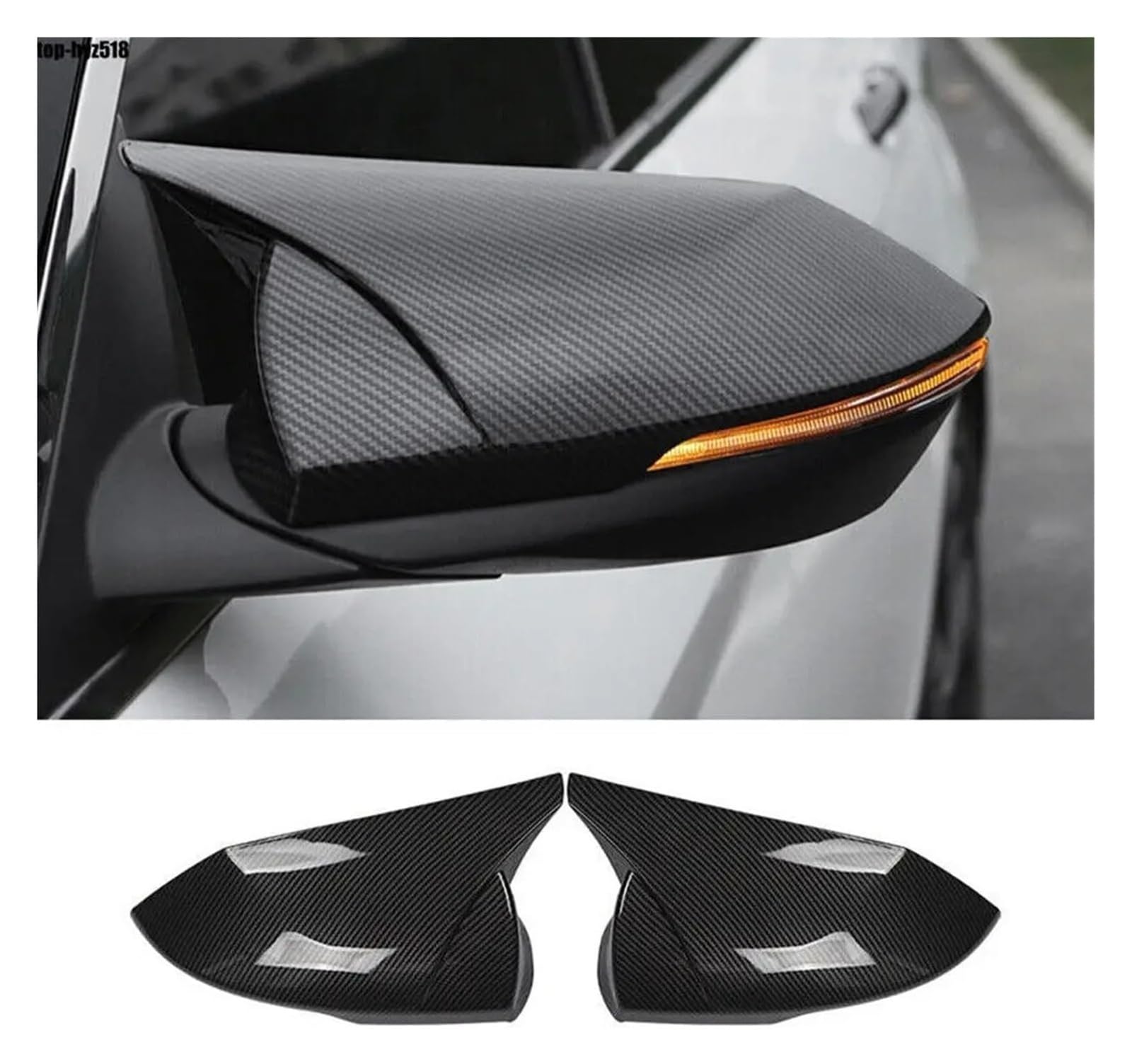 Mirror Cover Caps for Hyundai for Elantra 2021 2022 Car Rearview Side Cover Wing Exterior Sticker Door Case Trim(Carbon)