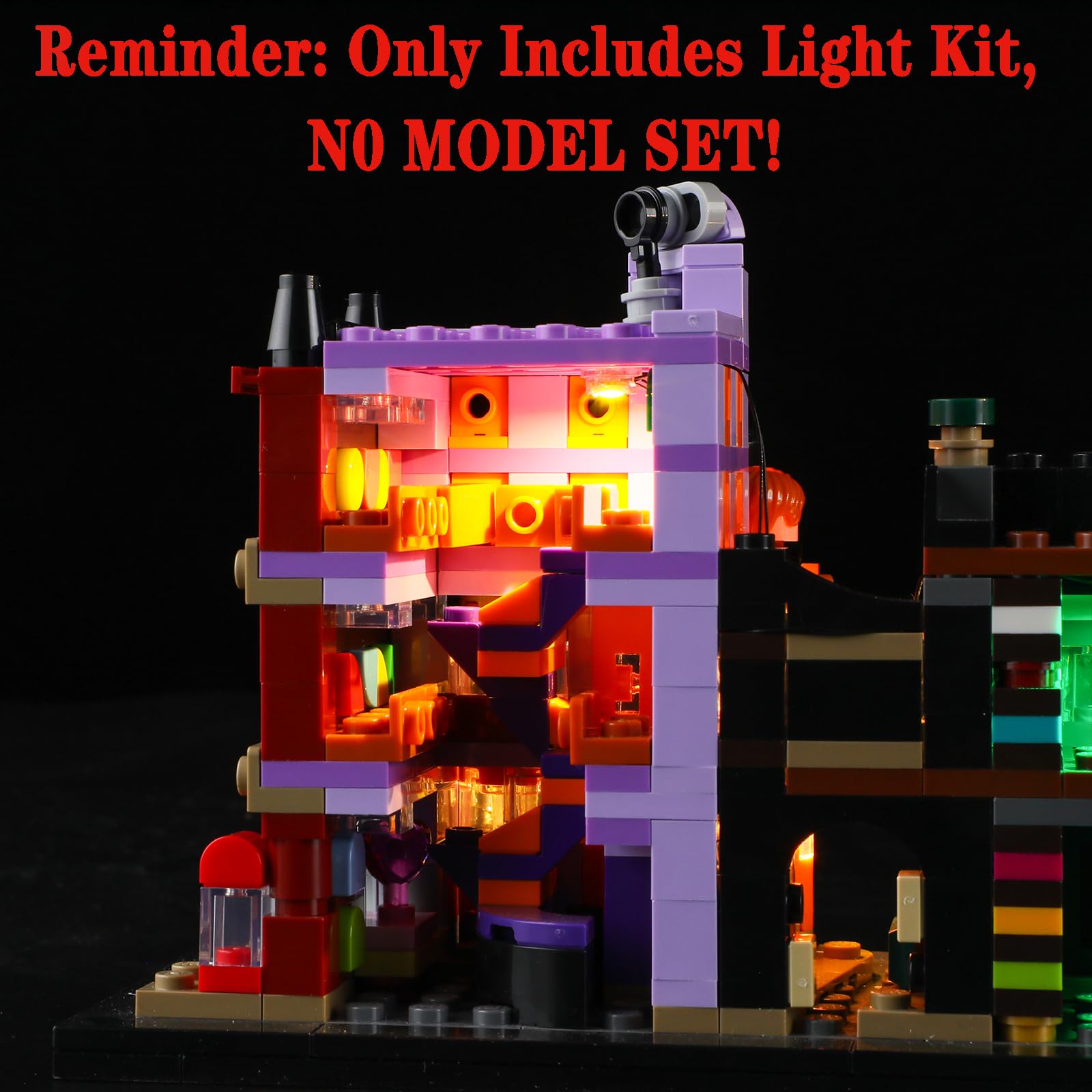 Zestaw oświetleniowy LED kompatybilny z Lego 76444 Magiczne Sklepy Crossroad - zestaw świateł LED do modeli klocków konstrukcyjnych (model nie jest dołączony)