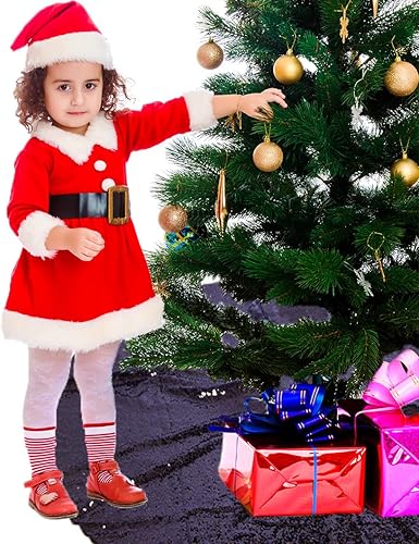 Miniatura 12 de Falda grande para árbol de Navidad, color turquesa de 48 pulgadas, falda redonda de árbol de Navidad, decoración navideña de lujo, faldas de árbol