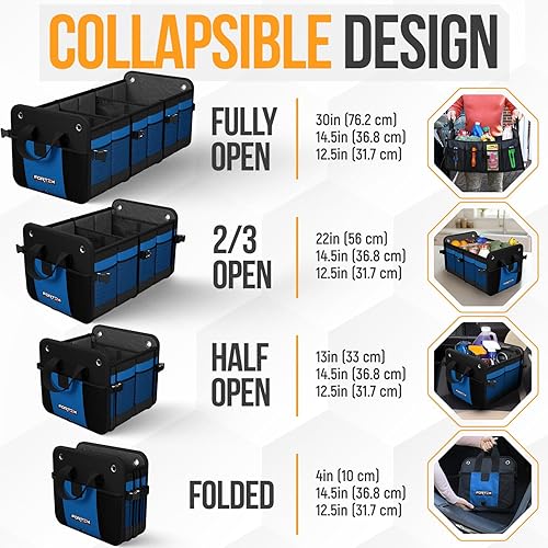 Miniatura 7 de FORTEM Organizador de maletero de coche, plegable, impermeable, parte inferior antideslizante, correas, almacenamiento de carga