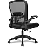 Office Chair, Ergonomic Desk Chair Breathable Mesh Chairs Adjustable High Back Lumbar Support Flip-up Armrests, Executive Rolling Swivel Comfy Computer Chairs Home Office Black