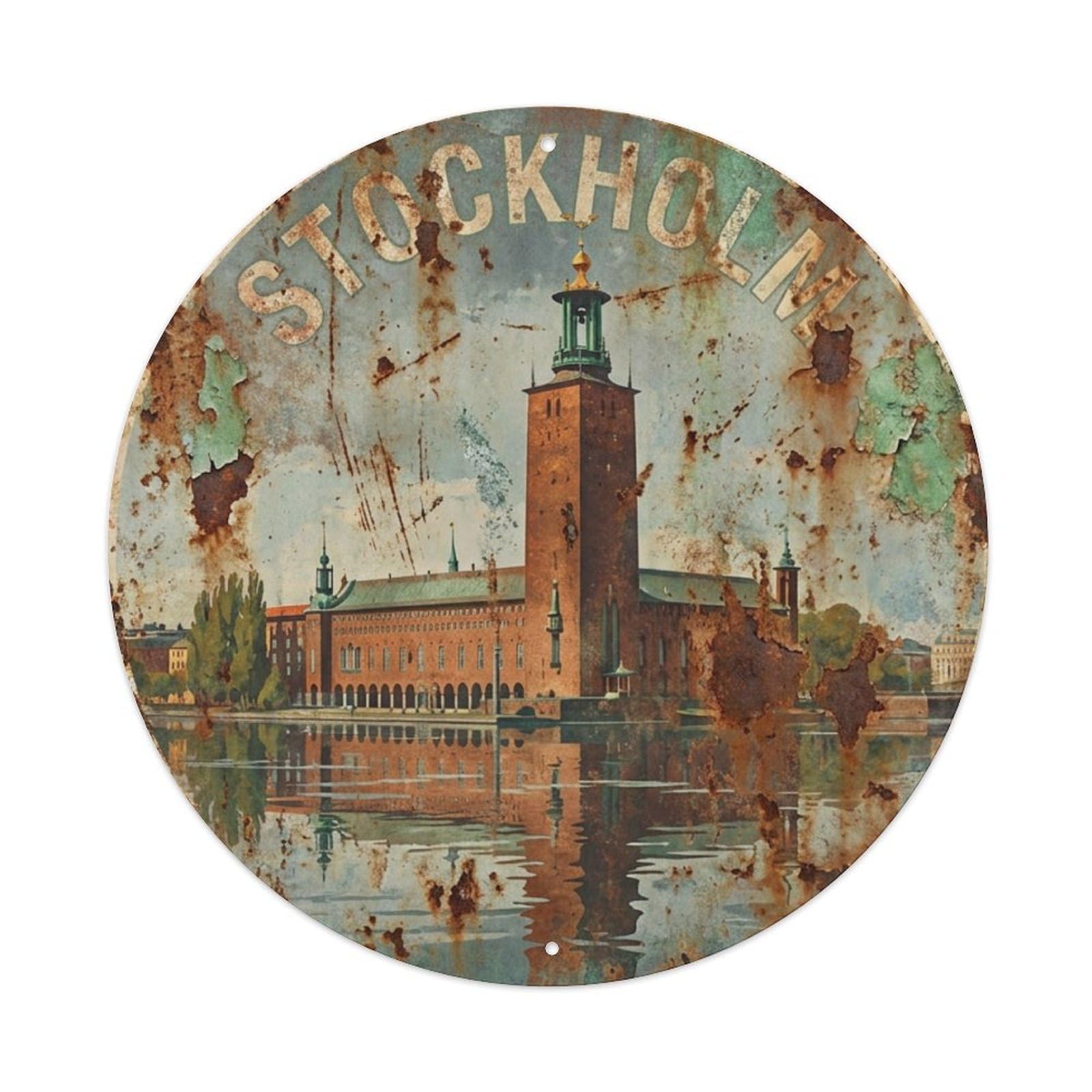 Galvaxio Style Vintage Travel Sweden Stockholm Metal Tin Sign