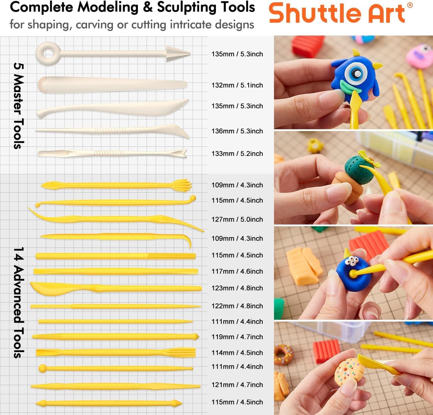 Shuttle Art 82 Colors Polymer Clay Kit, Oven Bake Clay for Kids, 19 Sculpting Tools, 16 Accessories, Non-Toxic, Non-Sticky DIY Crafts for Kids Adults