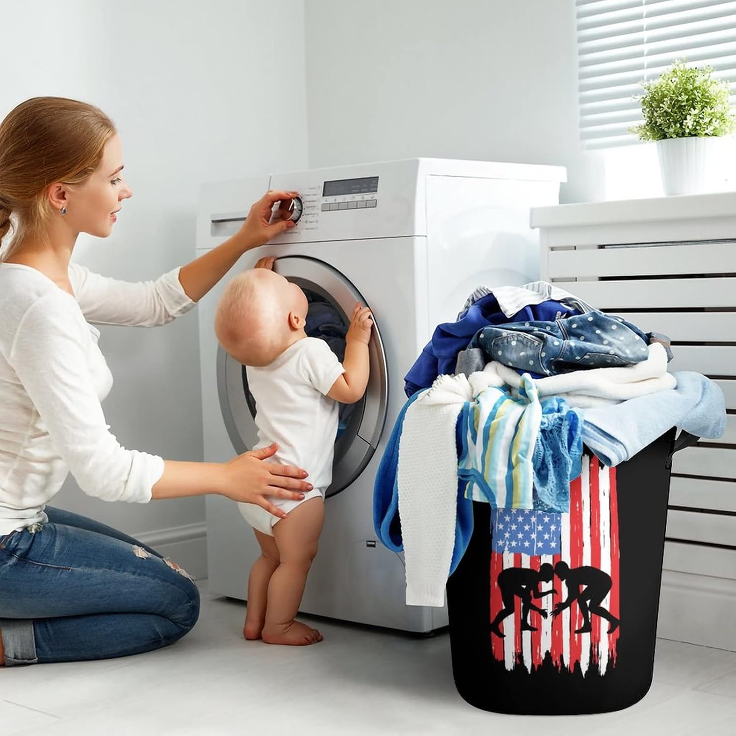 United States wrestling Flag Foldable Laundry Basket Storage Laundry Hamper Large Toy Organizer Basket