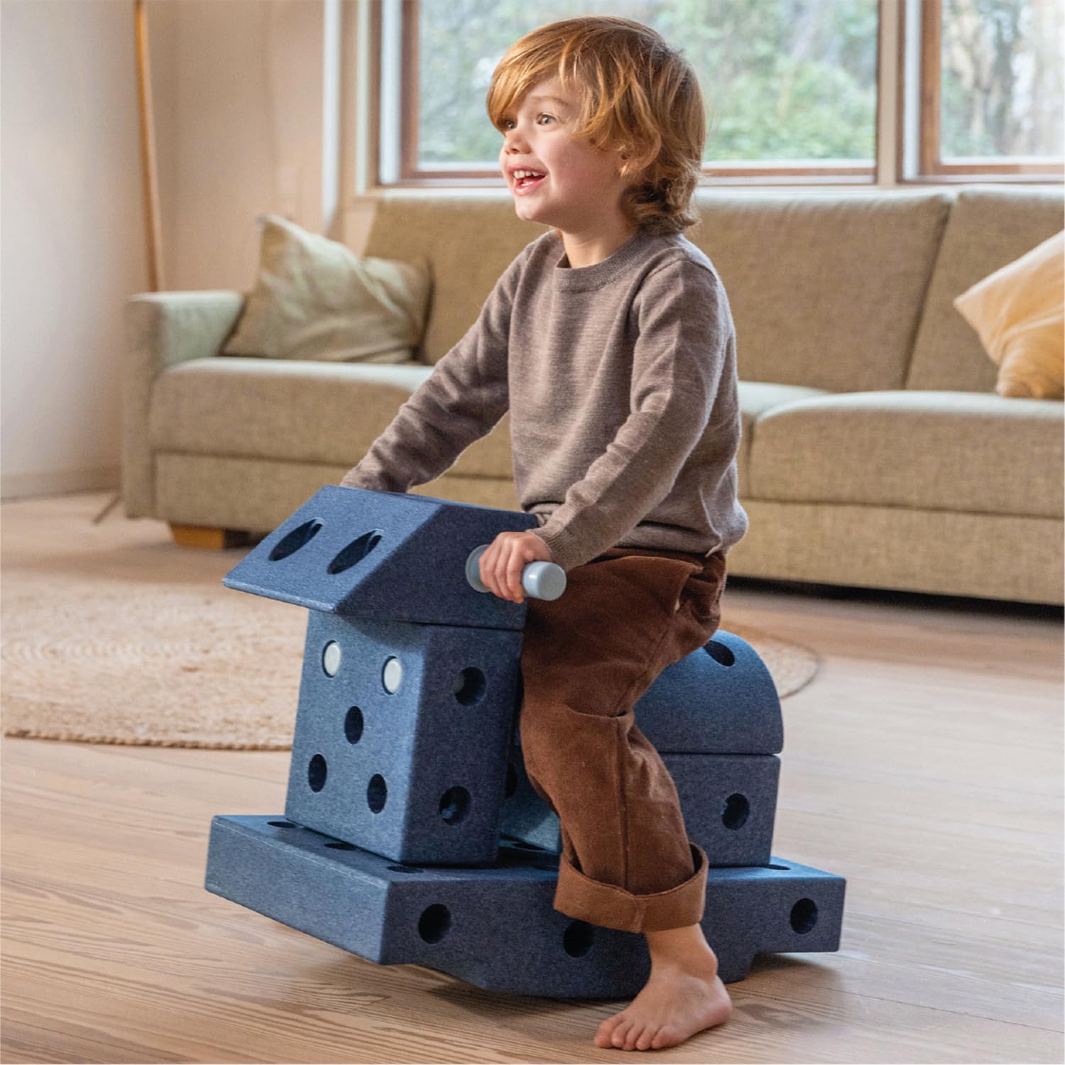 Il set MODU Explorer | Deep Blue & Sky Blue | Costruzioni a grandezza naturale | 15+ modelli per gioco attivo e motricità | Cavalcabile e gioco d'equilibrio | Fantasia e movimento, 0-6 anni