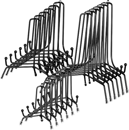 Chumia 18 soportes de placa antideslizantes para exhibición, caballete de hierro negro, soporte para portarretratos para exhibición, fotos