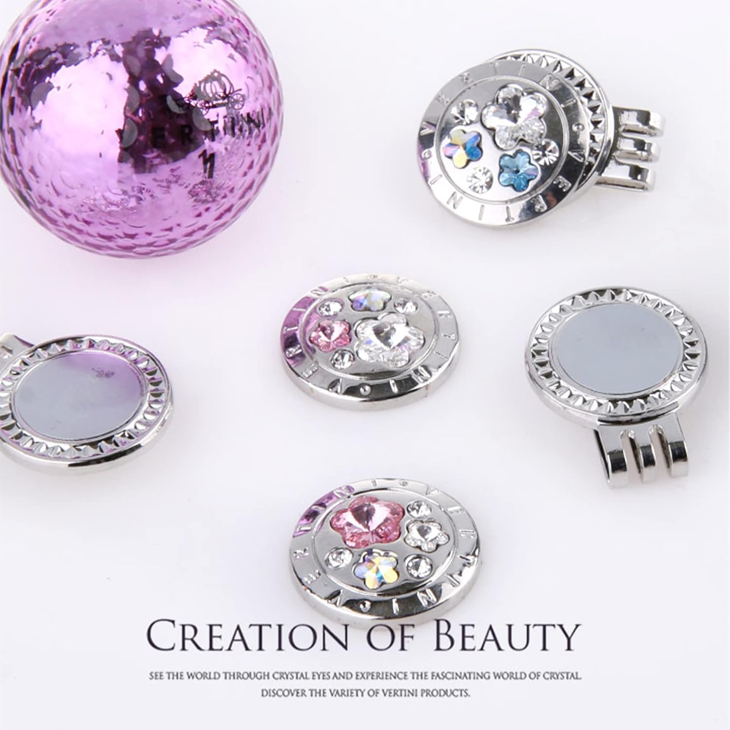 review Vertini White Gold PT. Golf Ball Markers with Magnetic Hat Clips Luxurious Golf Gifts for Golfers Premium Golf Accessories for Men and Women Pack of 2