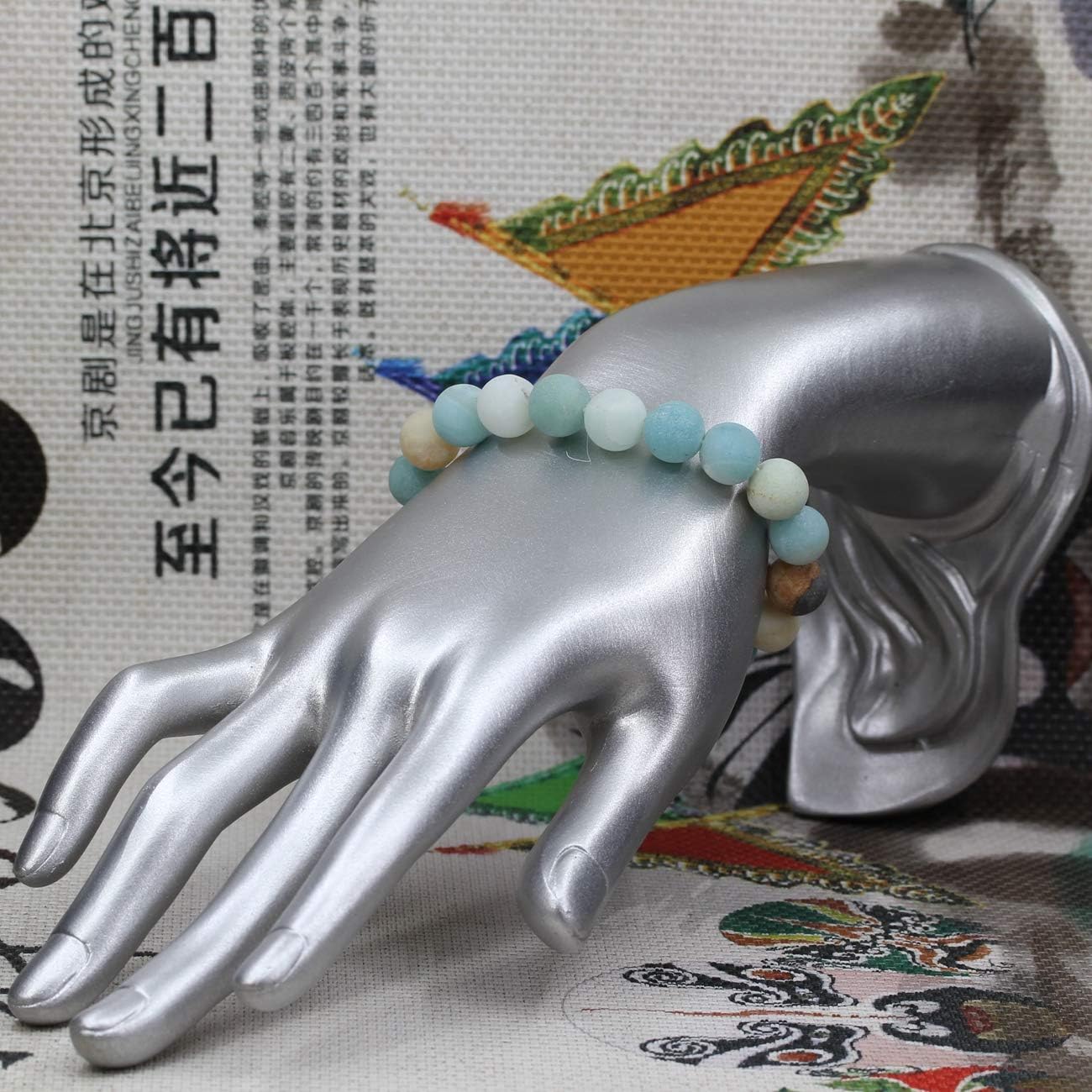 Keleny Gem Semi Precious Gemstones 10mm Round Beads Crystal Stretch Bracelet 7.2 Inch Unisex - Image 3