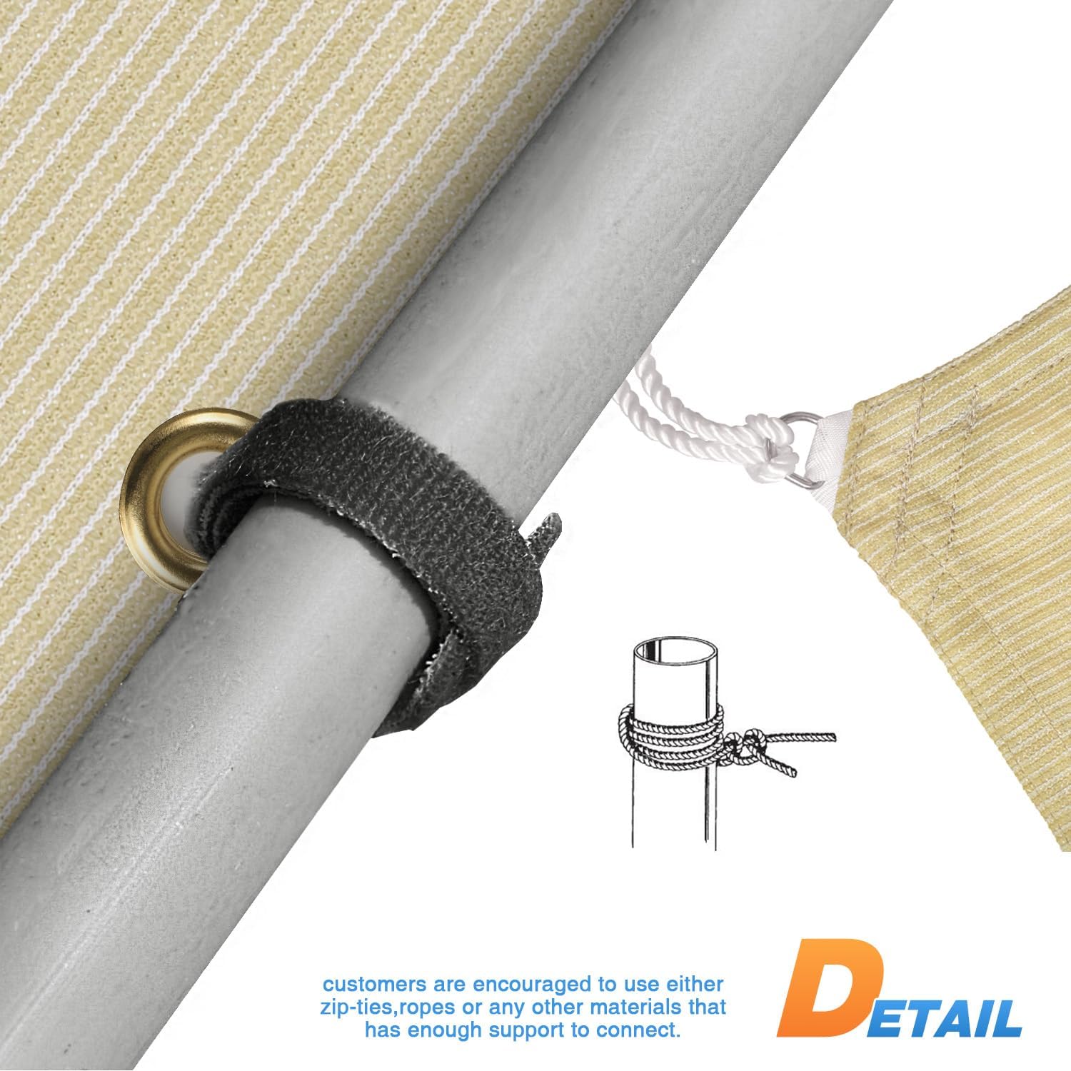 TANG 16' x 40' Shade Cloth with Grommets, Sun Shade Sail Rectangle Straight Side, UV Blocker Fabric Patio Canopy for Deck Carport Backyard Pergola Cover, Beige