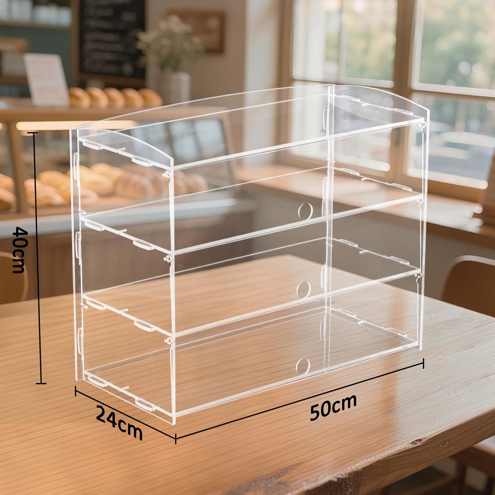 BAOSHISHAN Vitrina de acrílico para pastelería, Vitrina Transparente para Pasteles, 51 * 40 * 24cm mostrador de exhibición de Alimentos de 3 Niveles para exhibición de Pasteles