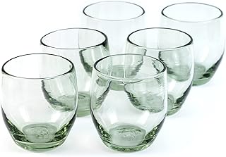 9 oz Hand Blown Mexican Drinking Glasses - Set of 6, 9 fl oz each, Clear