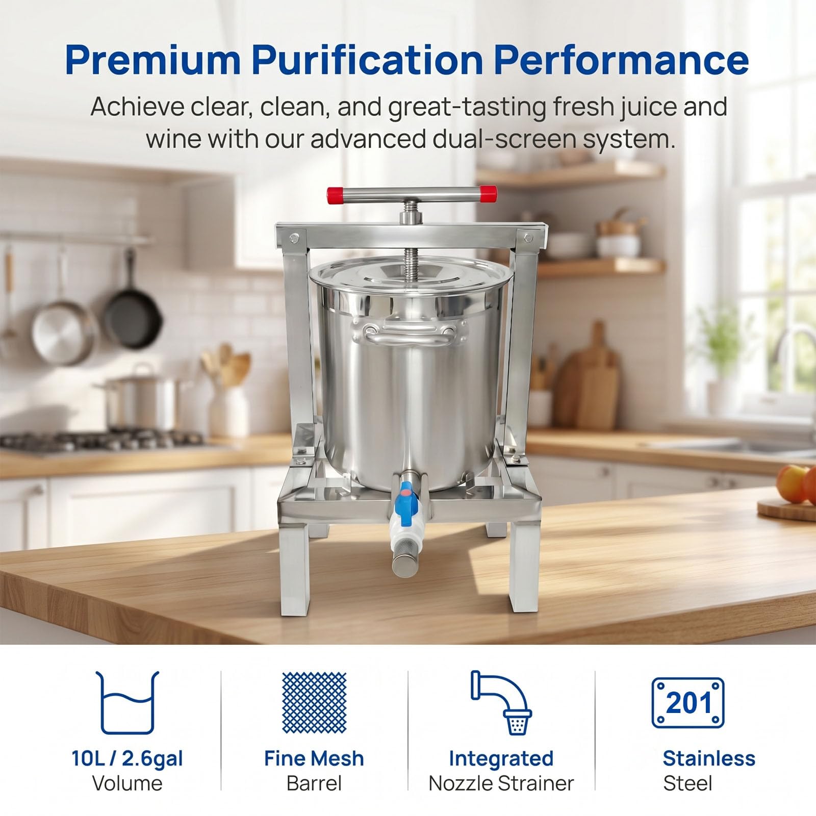 Estrattore per miele, pressa per vino e frutta, in acciaio inox, a forma di T, manuale, per succhi, verdure, vino, miele