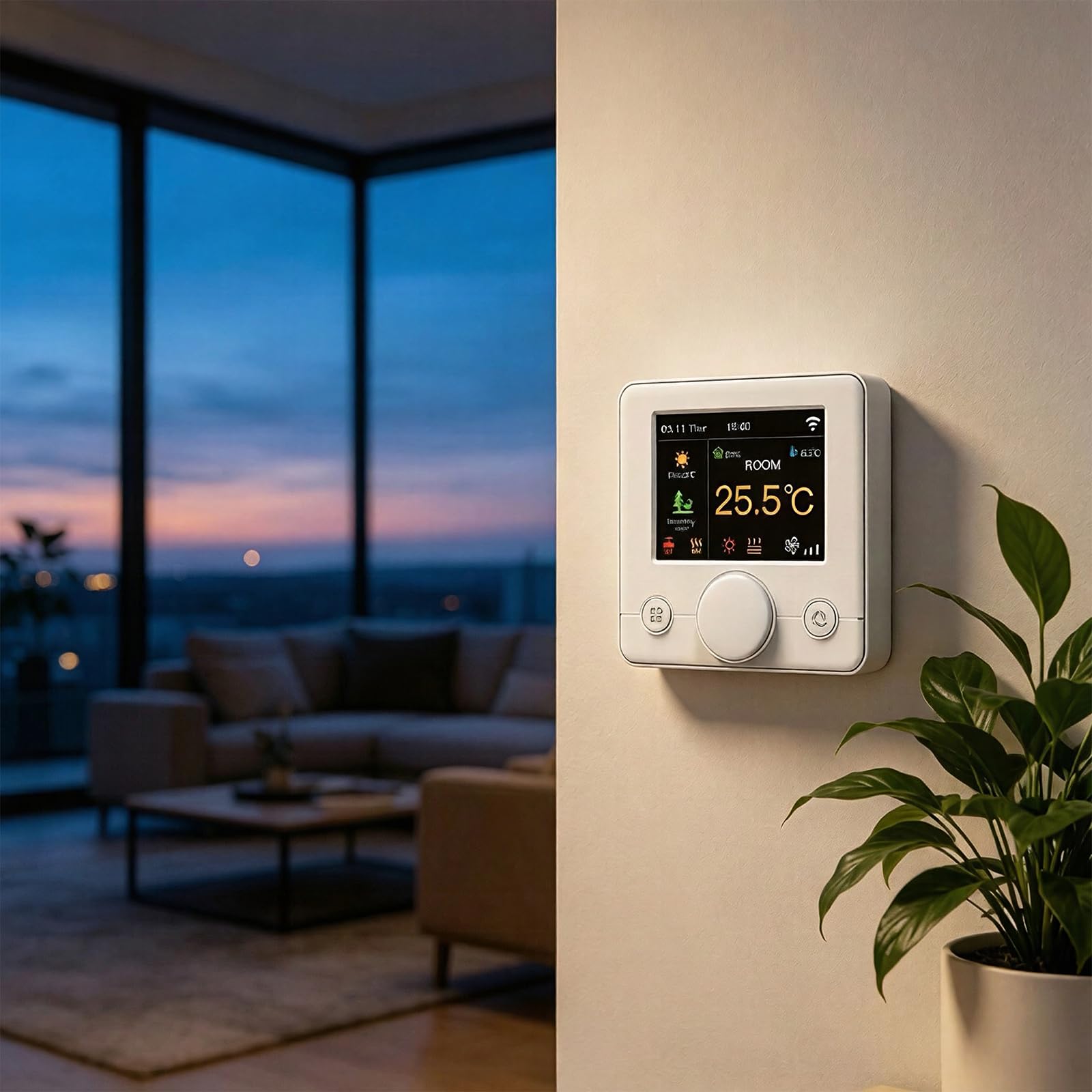 Smart Wifi Termostato Aria Condizionata con Schermo LCD a 4 Tubi con Schermo LCD a Colori, Funziona con Alexa Google Home, 95 ~ 240 V AC