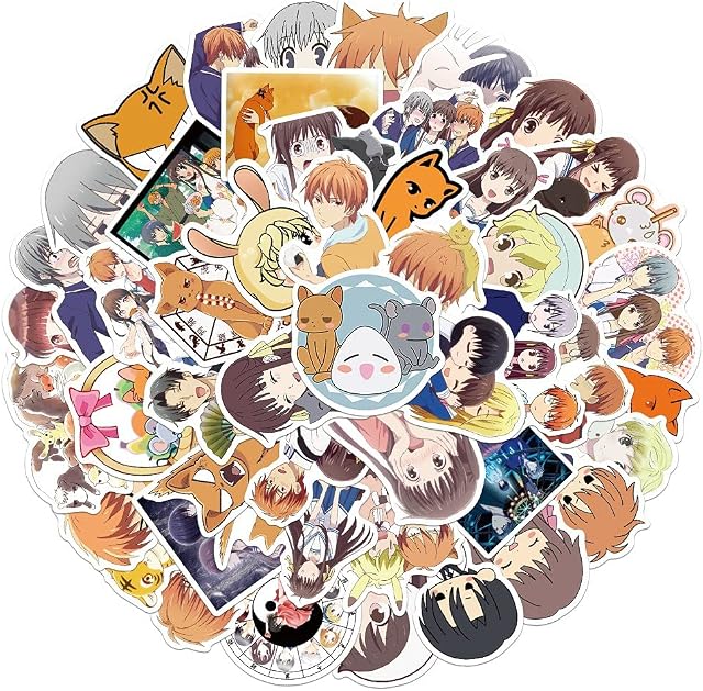 JHJ Anime Fruits Basket Stickers Pack of 50 Cute Cartoon Stickers-Vinyl Skateboard Stickers-Suitable for Laptop Travel Case Notebook Phone Car Scrapbook Bike Waterproof Graffiti Decals,Kid/Teen Gift