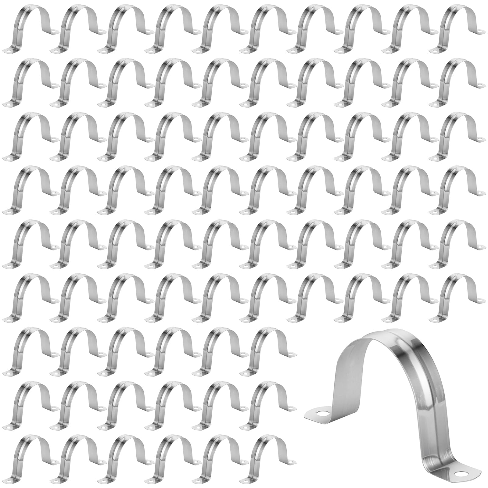 MANCHAP 200 Pcs 50mm Pipe Strap Clamp, 2 Inch Stainless Steel Conduit Clamp for Fixing Installing Hose