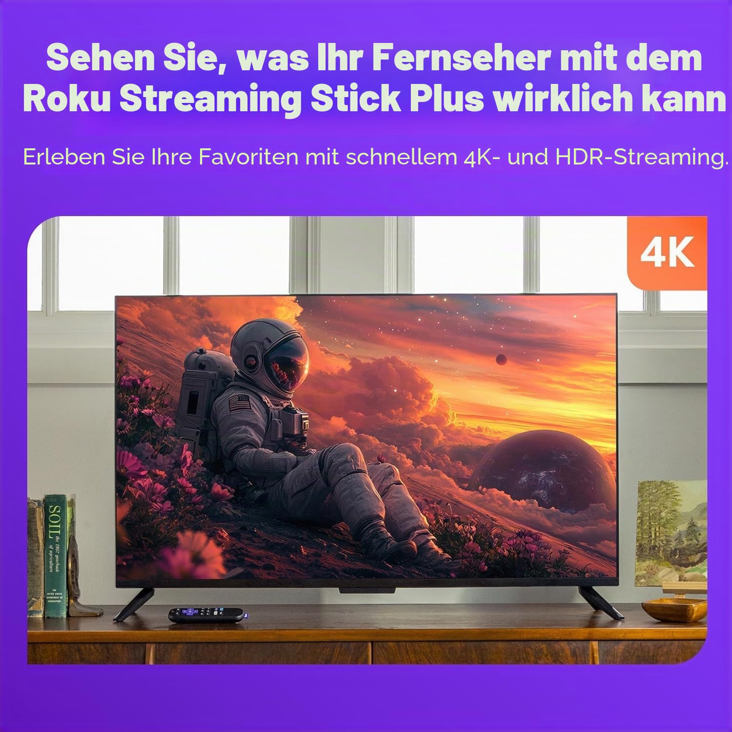 Roku Streaming Stick Plus 2025 4K HDR Roku Streaming-Gerät für TV mit Voice Remote