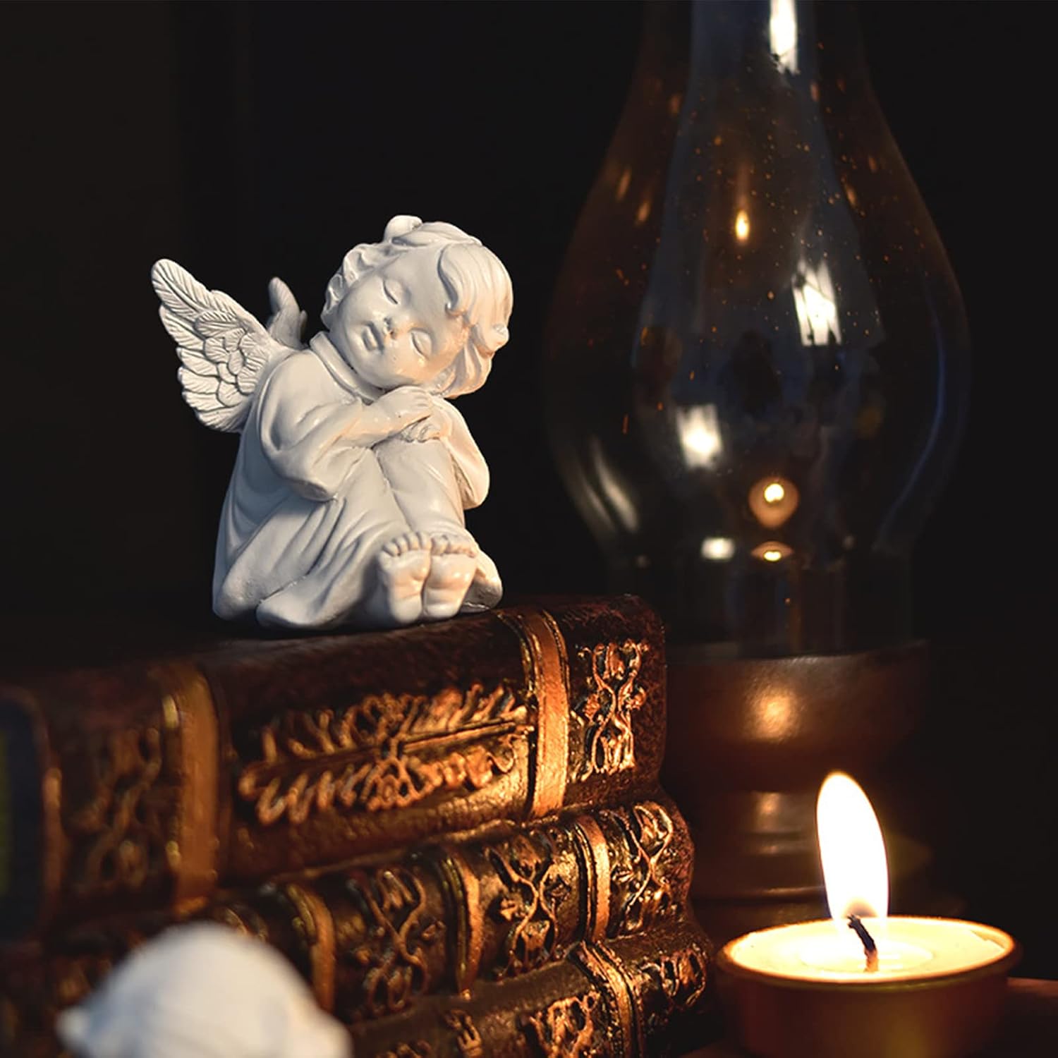 Cherub Statue Synthetic Resin Material Lovely Style White Baby Figurines for Party Decorations Decorative Sculpture Ornament Toy(Left) image 3