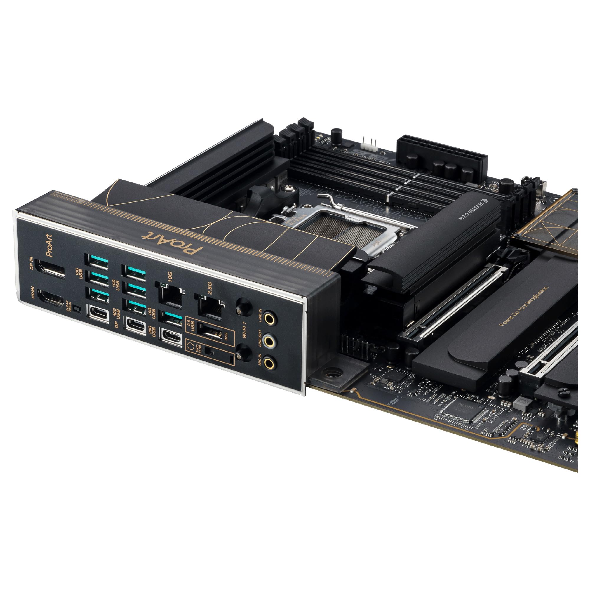 ASUS ProArt X870E-CREATOR WiFi -Placa Base AMD X870E ATX, PCIe 5.0 x16 Compatible con GPU de última generación, 16+2+2 etapas de Potencia, DDR5, Doble USB4, LAN de 10 GB y 2,5 GB, WiFi 7, 4X M.2