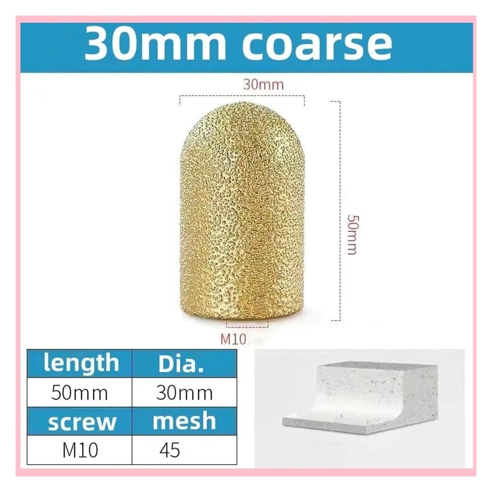 Ściernica diamentowa palcowa 20/30 mm - okrągła głowica szlifierska lutowana próżniowo do marmuru, granitu i kwarcu, 1 szt.(45-30mm)