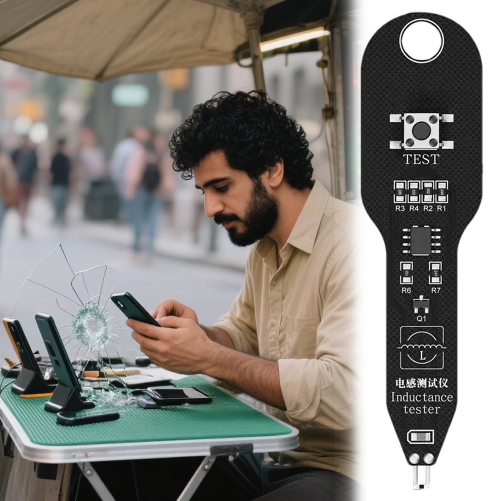 Tester per circuiti stampati, strumento di rilevamento induttanza, 3,39x0,87 pollici con sensore elettromagnetico professionale accurato, induzione per manutenzione, riparazione telep