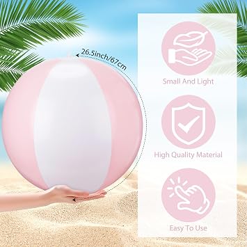 MiniInflat 2 Pcs Inflatable Beach Balls 16 Inch Pastel PVC Large Beach Balls Blow up Pool Water Game Toy for Kid Adult Birthday Luau Summer Decor Pool Party Favors