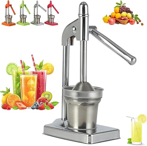Miniatura 9 de Exprimidor manual de hierro fundido, exprimidor manual efectivo de acero inoxidable, con base de taza antideslizante, palanca de ahorro de esfuerzo
