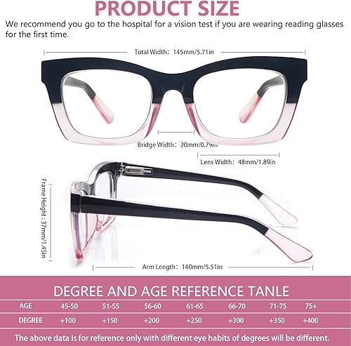 Miniatura 6 de SIGVAN Paquete de 6 lentes de lectura estilo Oprah, bloqueo de luz azul, cuadrados, para computadora, bisagra de resorte, para mujeres y hombres