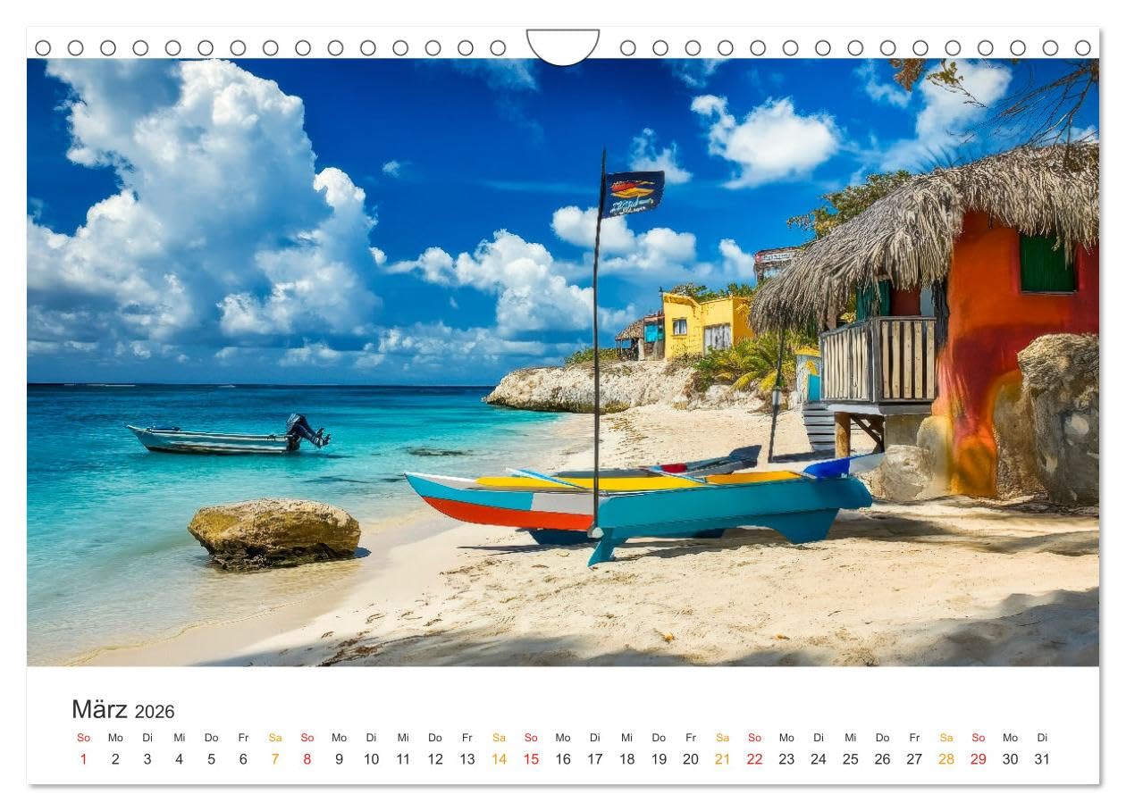 Curaçao - paradiesische Insel in der Karibik (Wandkalender 2026 DIN A4 quer), CALVENDO Monatskalender: Balsam für die Seele - Sonne, Strand, Meer, Willemstad.