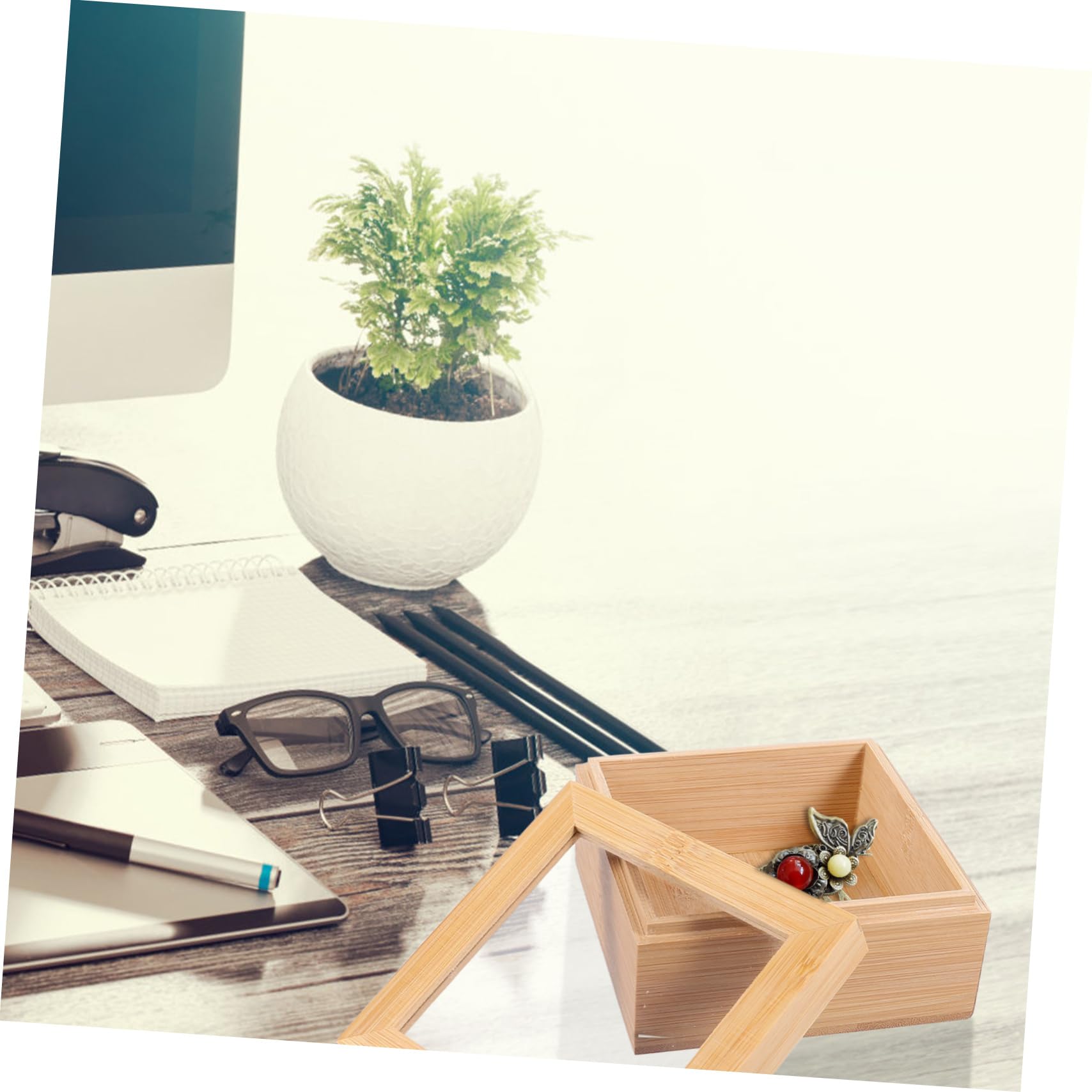 Alipis 9pièces Boîte De Rangement Carrée Avec Couvercle Pour Bijoux Et Petits Objets Organisateur De Bureau Naturel Pratique Et Élégant