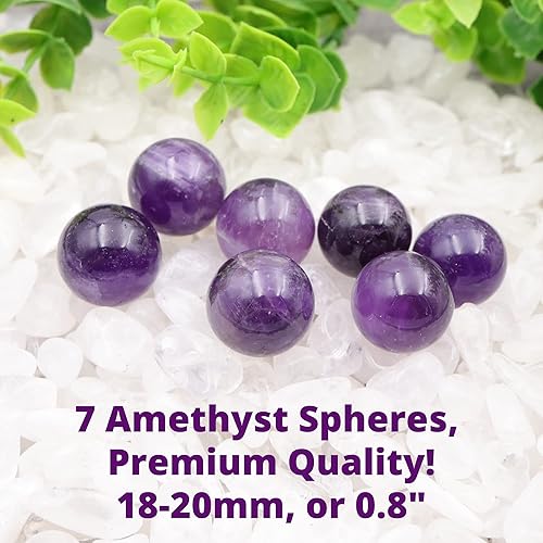 Miniatura 2 de Nature Wonders Esfera de bola de cristal amatista (violeta profundo), 7 esferas de 0.8 pulgadas, calidad prémium de 0.8 pulgadas, para fabricación