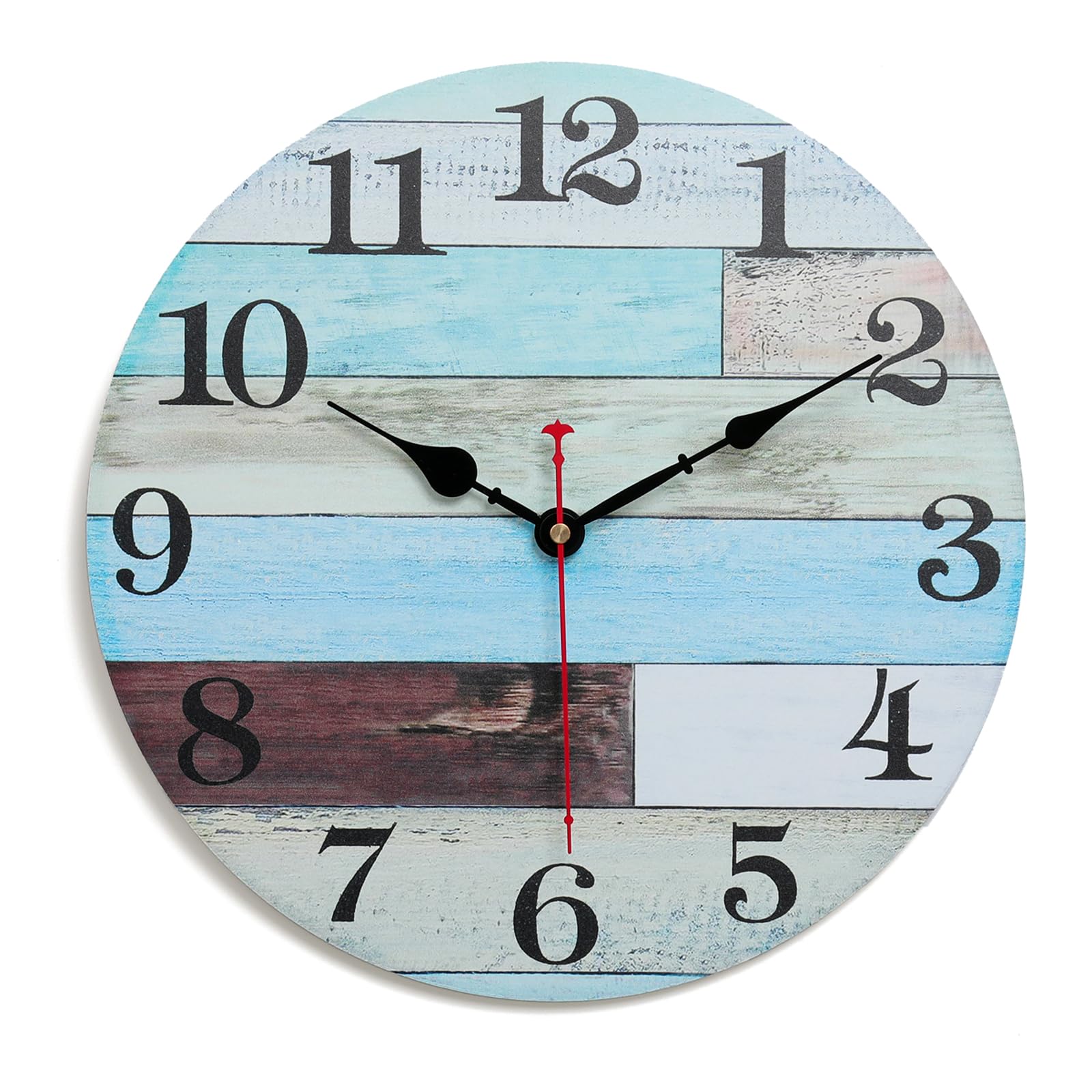 keivmlvt Reloj de pared moderno de 32,5 cm, silencioso, sin tictac, decorativo, pequeño, redondo, de madera, para cocina, sala de estar, dormitorio, baño y oficina
