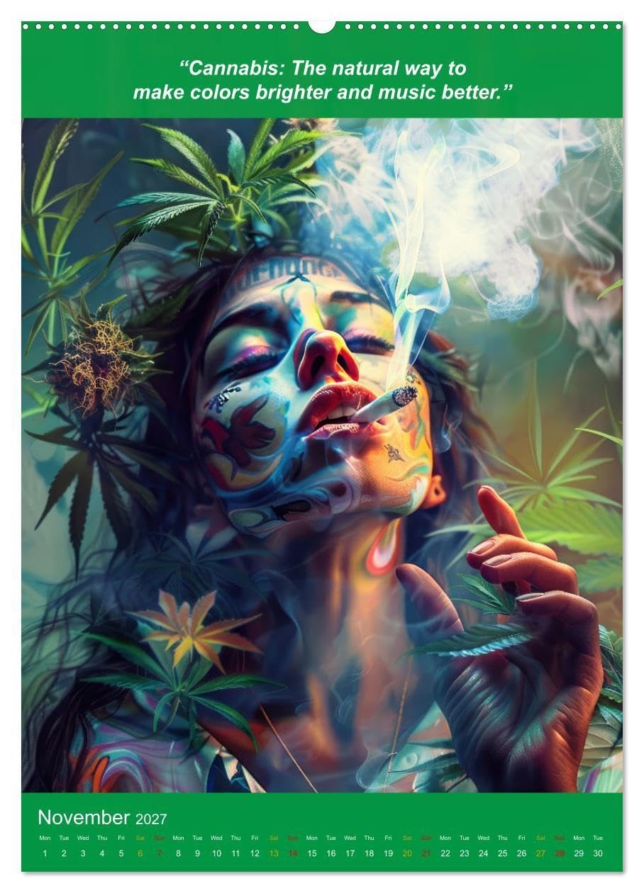 The funniest cannabis pictures and slogans (Wall Calendar 2027 DIN A2 portrait), CALVENDO 12 Month Wall Calendar: A must have for cannabis lovers