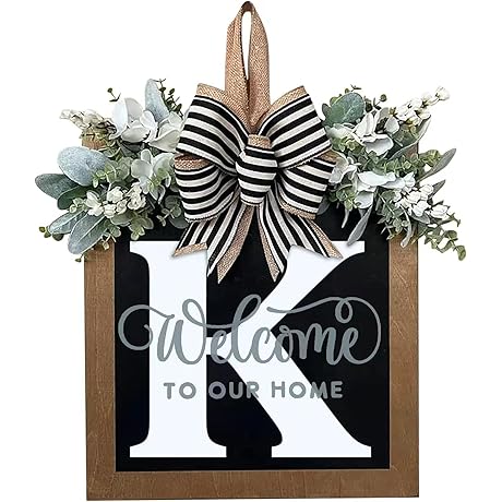 Last Name All Year Wreath, Front Door Wreath Personalized Monogram Door Hanger