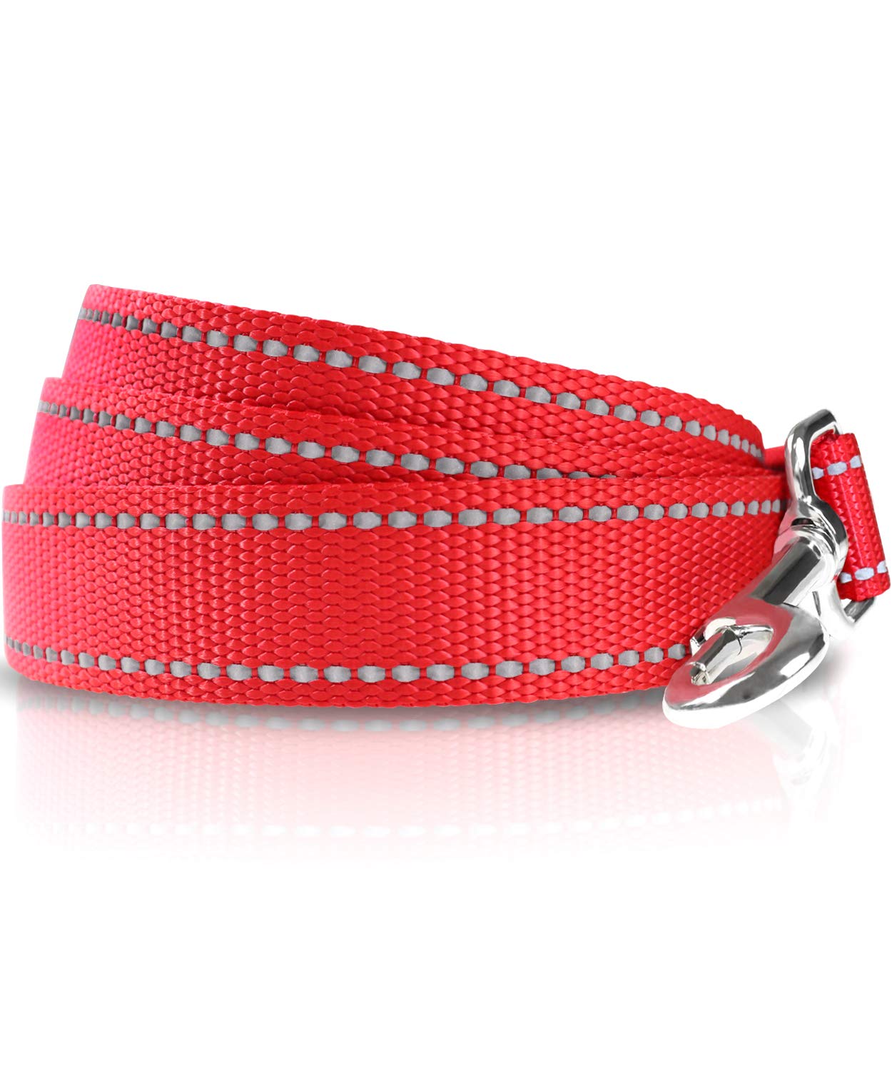Taglory Guinzaglio per Cani Riflettente con Manico Imbottito e Gancio in Metallo, Nylon Resistente Addestramento Cane Guinzaglio, 1.8 Metri Rosso