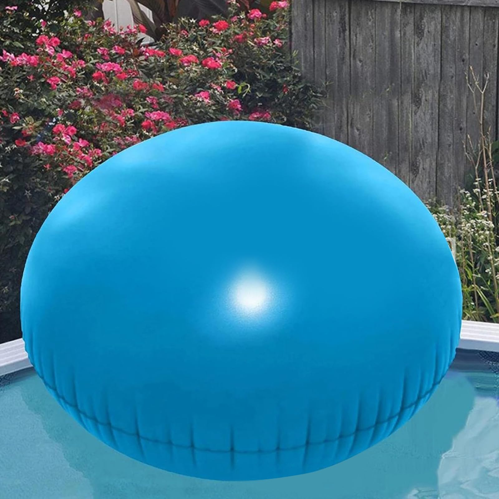 Poolkissen Winter 150x150cm, Luftkissen Rund zur Pool Überwinterung Kissen groß, Poolpolster Winterkissen mit Sicherheitsventil und Seile, Luftkissen Pool Winter bis -25°C