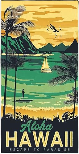 Hawaii - Toalla de playa de gran tamaño de 36 x 72 pulgadas, secado rápido, sin arena, toalla de playa para lancha, toallas de microfibra suaves y