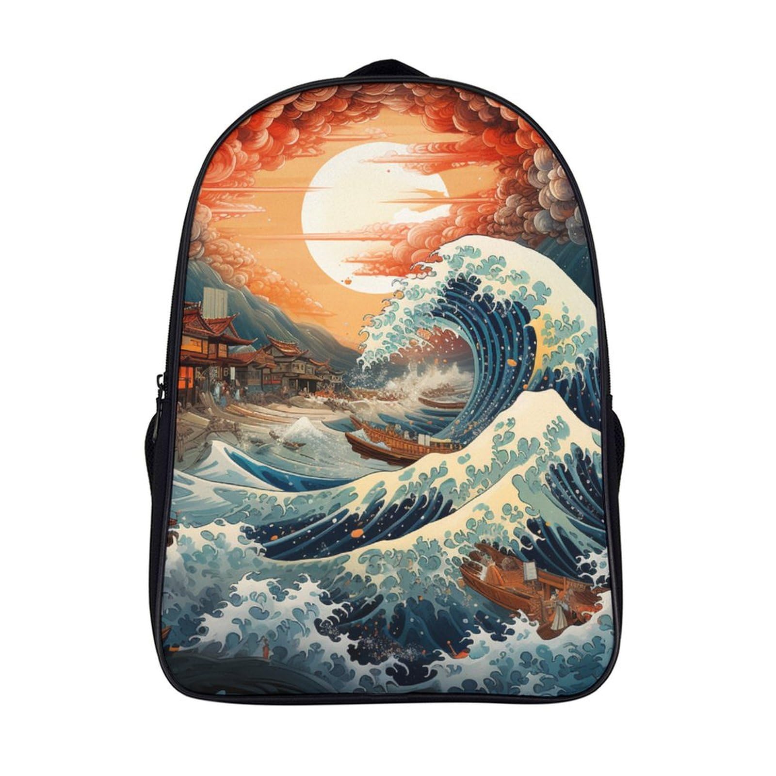 XIAOCHENG Ocean Wave Mochilas Mochila Escolar Para Niños Mochila Escolar Mochila Escolar De Dibujos Animados En 3D Para Niños Estudiantes De Primaria Y Secundaria De 40x28x16cm
