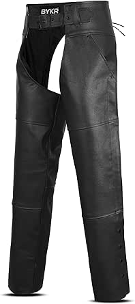 Amazon.com: BYKR Leather Motorcycle Chaps for Men & Women Overpants ...