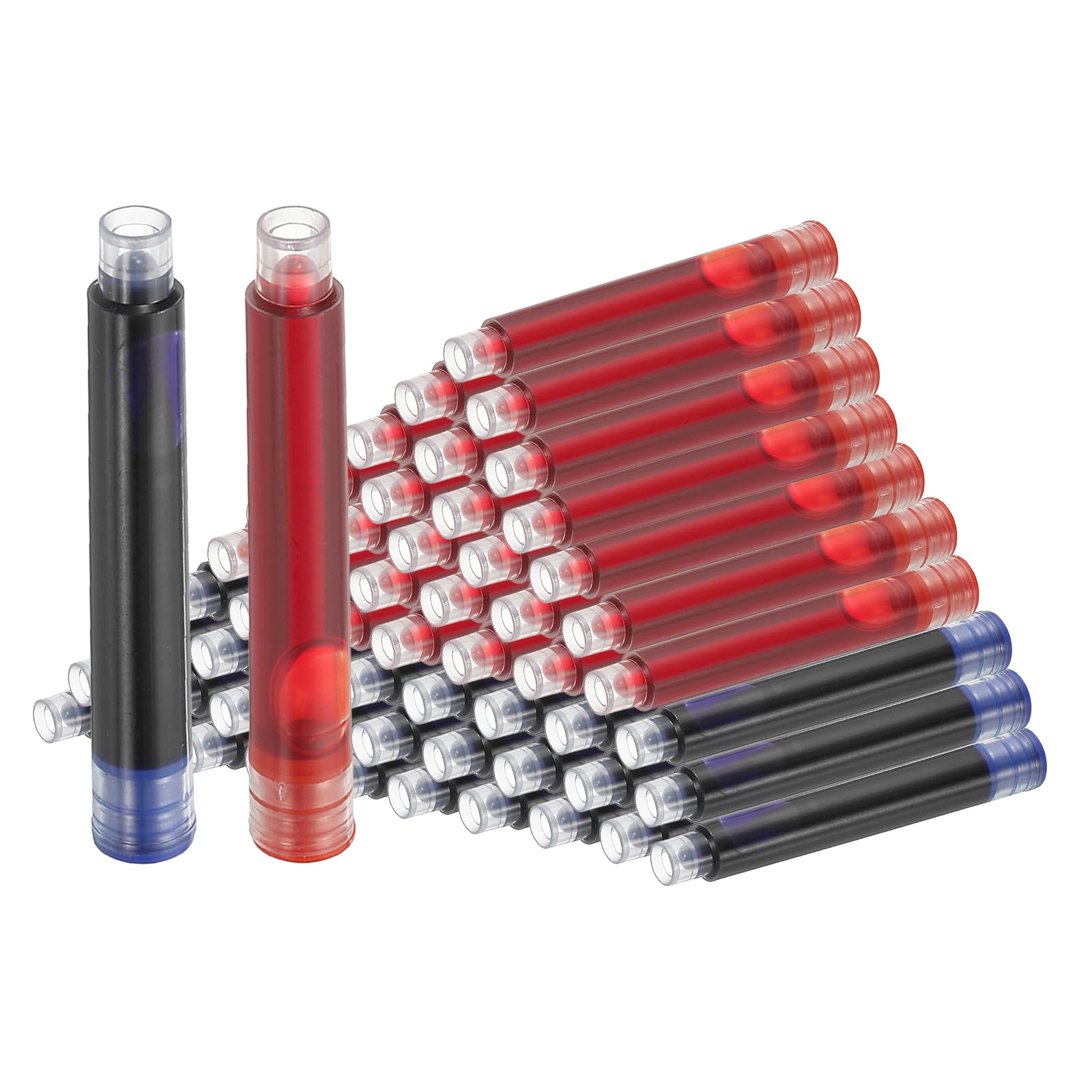PATIKIL 60Pcs Fountain Pen Ink Refills 3.4mm Bore Diameter Red/Blue Ink Cartridges International Stand Refill Cartridges for Pen Writing Business
