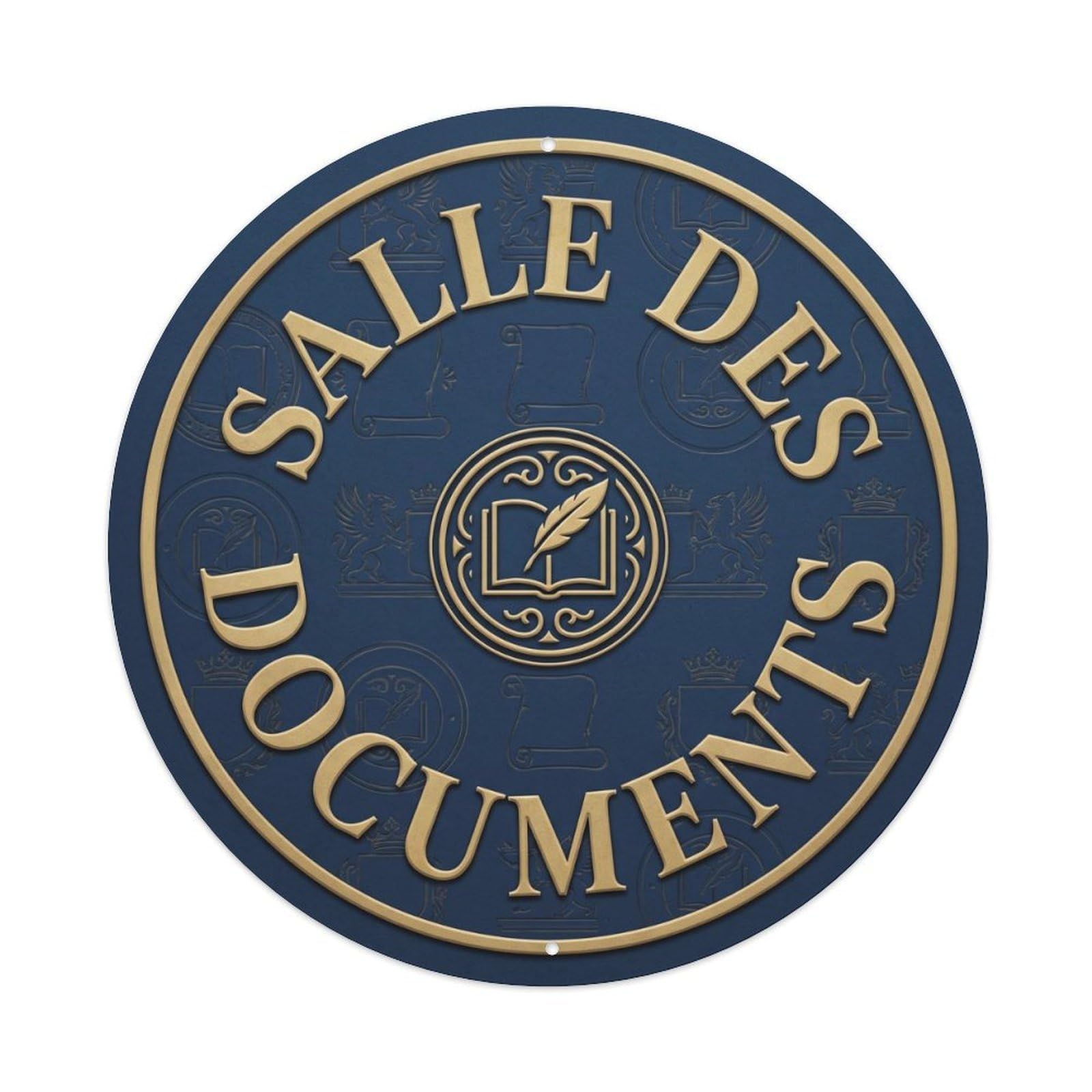 Metal Tin Sign Vintage Salle Des Documents Text Seal
