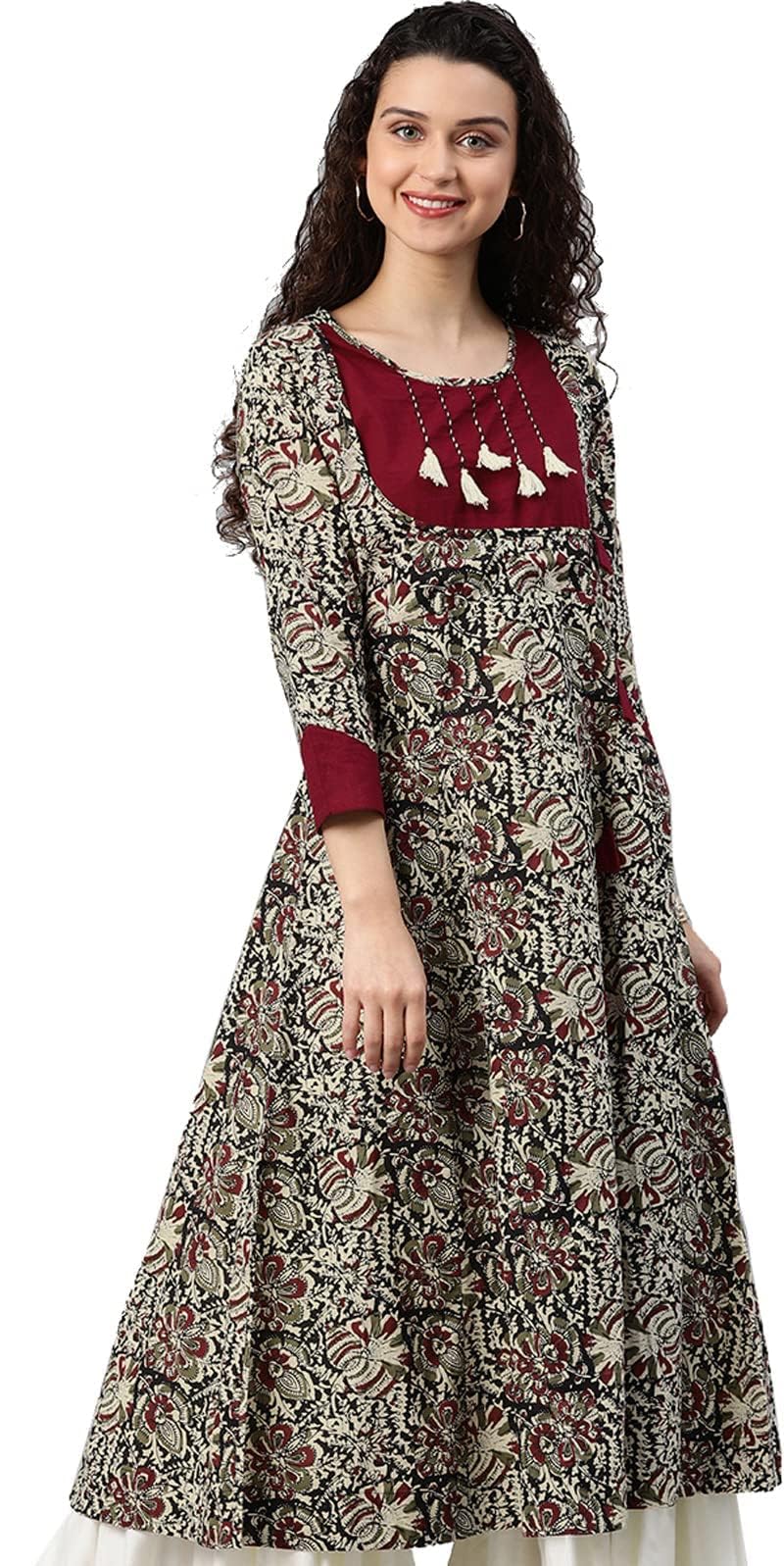 Yash GalleryWomen's Cotton Floral Printed Anarkali Kurta for Women
