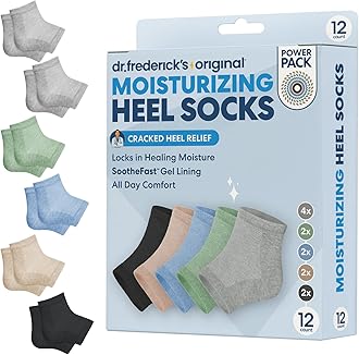 Dr. Frederick's Original Moisturizing Heel Socks for Cracked Heel Treatment - 6 Pairs - Socks for Dry Feet - Cracked Skin Repair & Overnight Hydration - Foot Care for Women & Men - Power Pack