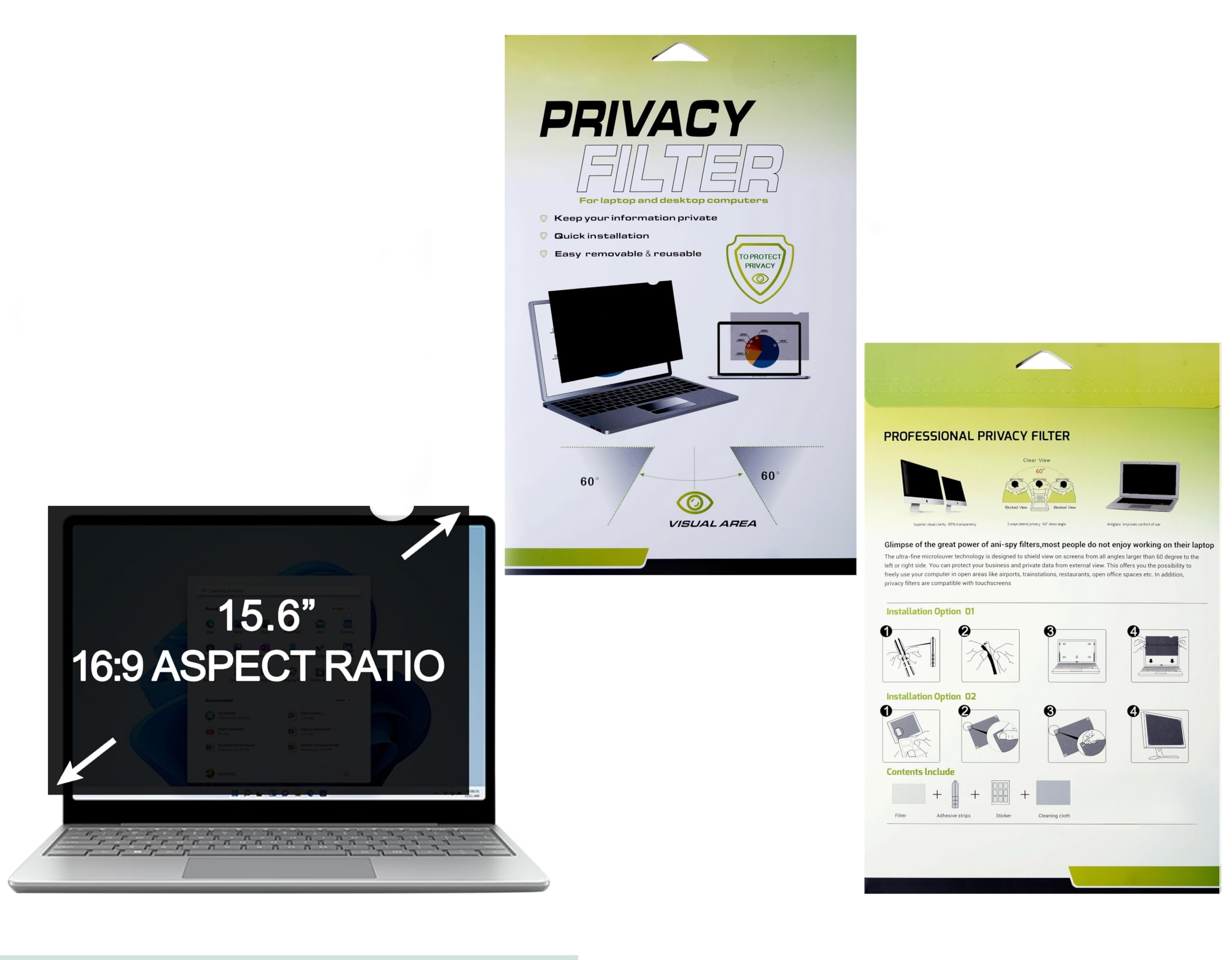 Pheasant 15.6 Inch Premium Privacy Filter - Anti Spy + Anti Glare Super Visual Clarity Privacy Screen Protector (B0C96SVB8W) Amazon Price History, Amazon Price Tracker
