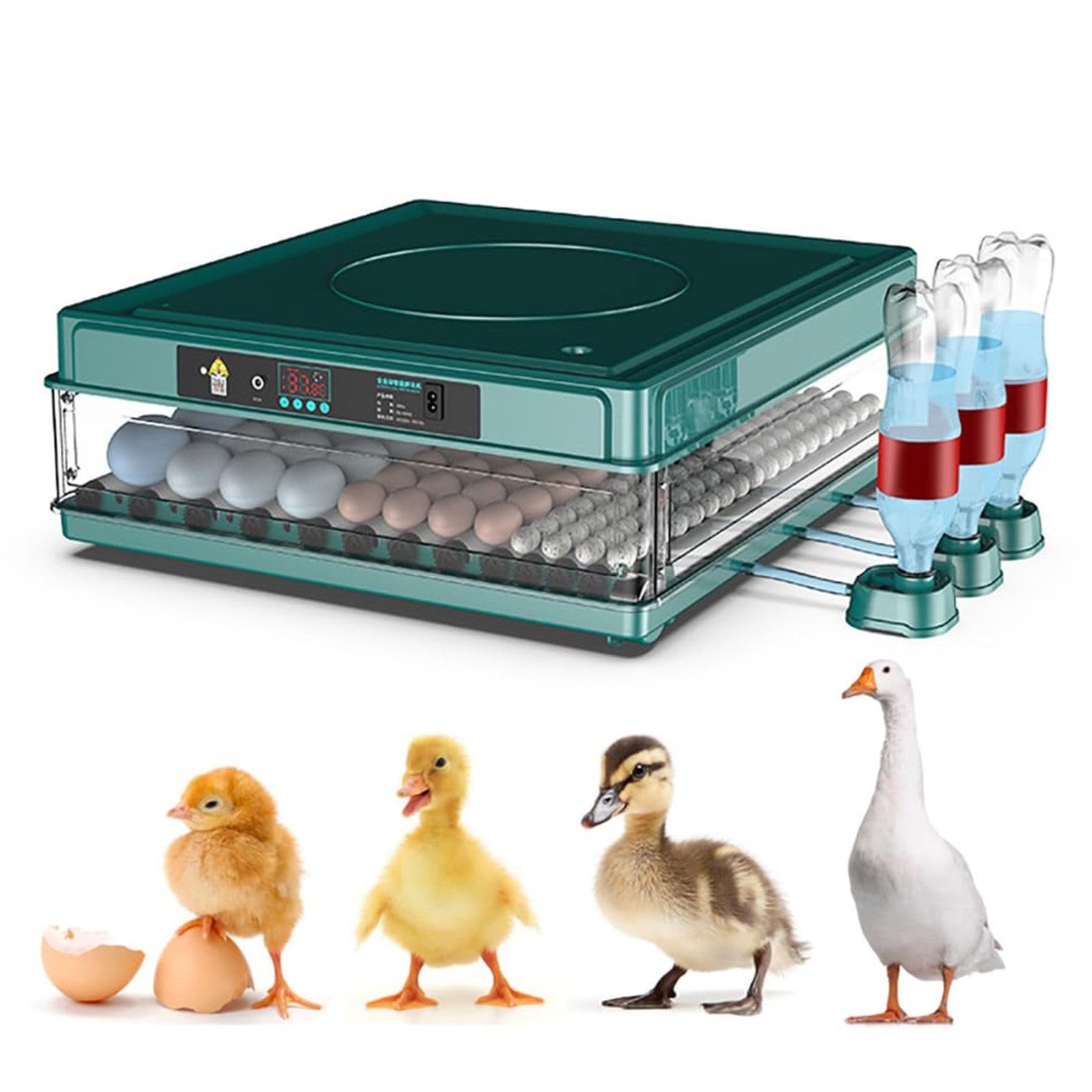 Wasd3Pods Professional Egg Incubator - Automatic Turner + Temperature/Humidity Control, Digital Automatic Brooder Chicken, Poultry Hatcher Machine, For Quail/Duck/Chicken/Goose/Bird 98Eggs