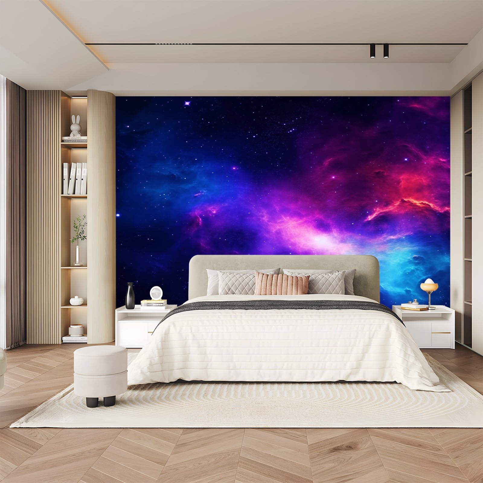 Kolorowa fototapeta, marzycielska galaktyka gwiaździste niebo nadruk fototapeta, mural 3D, dekoracja plakatu, materiał płócienny do salonu, sypialni, pokoju dziecięcego, 400 x 280 cm (szer. x wys.)