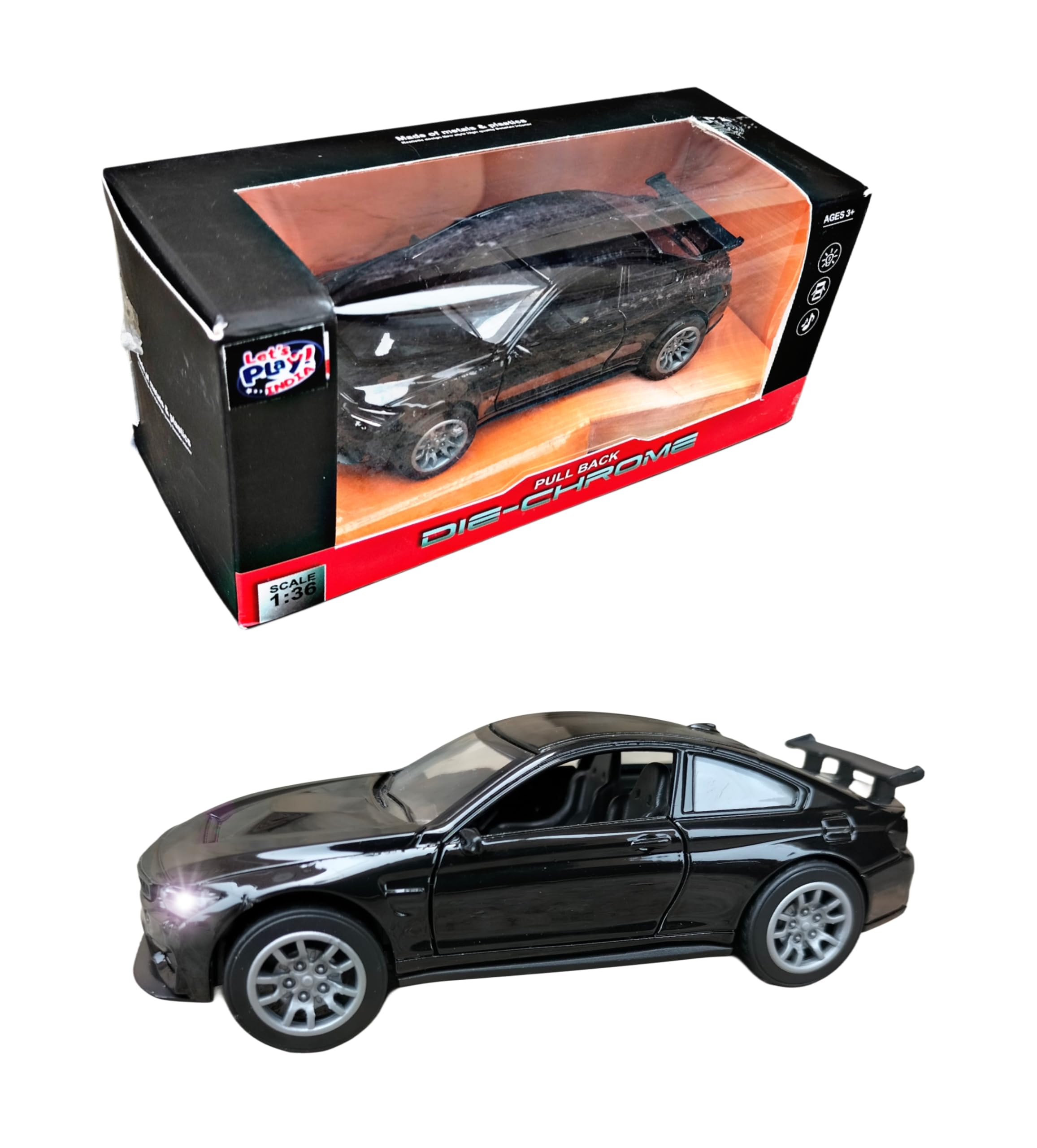 RUHANI Diecast Pullback Ferrari Metal Toy Car with Openable Doors Sound and Light (Black Colour) for Kids (B0D33RHY4S) Amazon Price History, Amazon Price Tracker